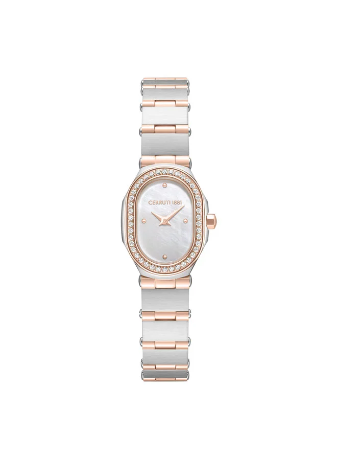 Aosta Silver Rose Gold Plated Stainless Steel Bracelet Analog Watch for Women, 19mm